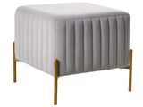 Footstool Grey Velvet Upholstery Ottoman Pouffe Gold Metal Legs 47 x 47 cm Square Seat Glamour Living Room Beliani