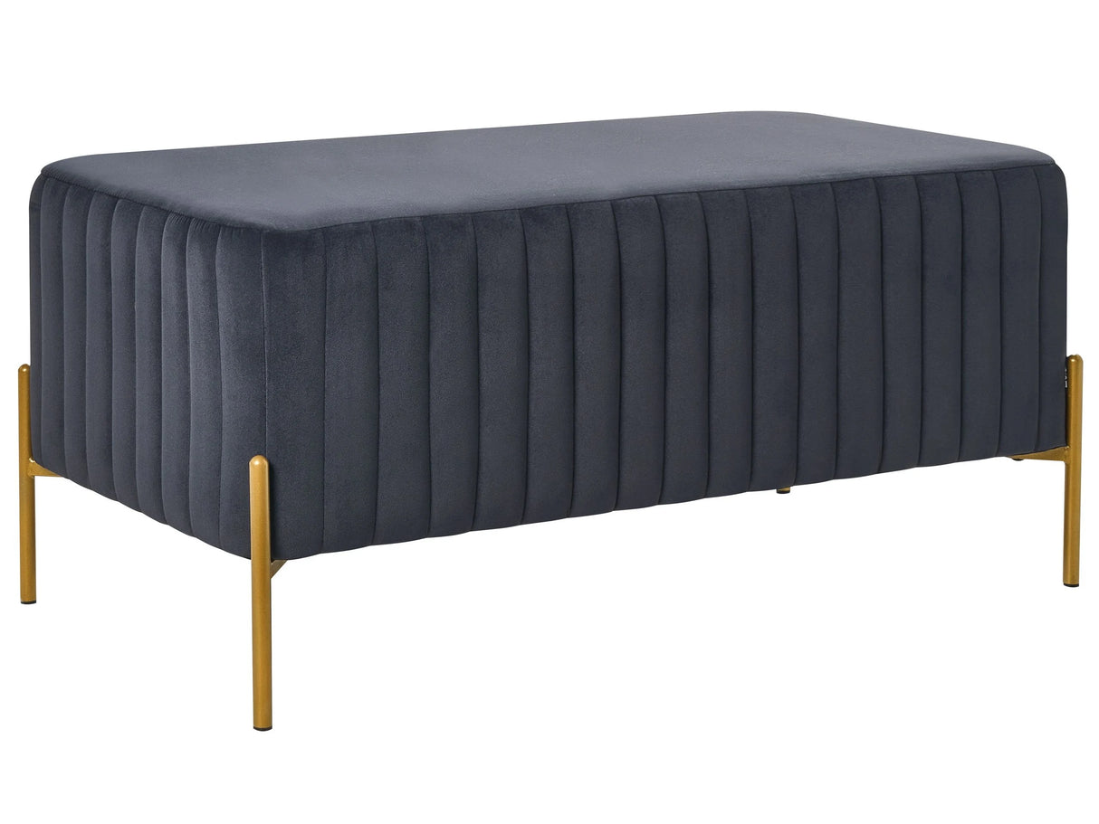 Bench Black Velvet Upholstery Gold Metal Legs 91 x 47 cm Rectangular Seat Glamour Living Room Beliani