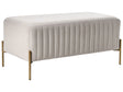 Bench Off-White Velvet Upholstery Gold Metal Legs 91 x 47 cm Rectangular Seat Glamour Living Room Beliani