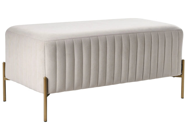 Bench Off-White Velvet Upholstery Gold Metal Legs 91 x 47 cm Rectangular Seat Glamour Living Room Beliani