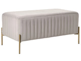 Bench Taupe Velvet Upholstery Gold Metal Legs 91 x 47 cm Rectangular Seat Glamour Living Room Beliani