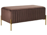 Bench Dark Brown Velvet Upholstery Gold Metal Legs 91 x 47 cm Rectangular Seat Glamour Living Room Beliani