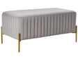 Bench Grey Velvet Upholstery Gold Metal Legs 91 x 47 cm Rectangular Seat Glamour Living Room Beliani