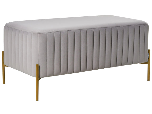 Bench Grey Velvet Upholstery Gold Metal Legs 91 x 47 cm Rectangular Seat Glamour Living Room Beliani