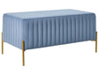 Bench Blue Velvet Upholstery Gold Metal Legs 91 x 47 cm Rectangular Seat Glamour Living Room Beliani