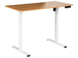 Electrically Adjustable Desk Light Brown Tabletop White Steel Frame 120 x 60 cm Sit and Stand Square Feet Modern Design Beliani
