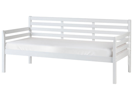 Daybed White Rubberwood EU Single Size 90 x 200 cm With Slatted Frame Modern Style Beliani