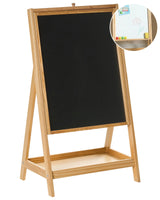 Double Sided Easel Light Brown Pine Wood Kid's Room Chalkboard Magnetic Board Learning Through Play Beliani