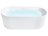 Freestanding Bath Matt White Acrylic 169 x 80 cm Oval Shape Fluted Finish Modern Style Bathroom Beliani