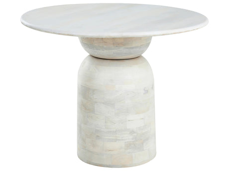 Dining Table White Mango Wood Whitewashed Finish  110 cm Solid Wood Frame and Base Round Modern Design Beliani
