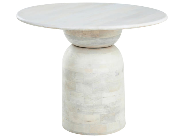 Dining Table White Mango Wood Whitewashed Finish  110 cm Solid Wood Frame and Base Round Modern Design Beliani