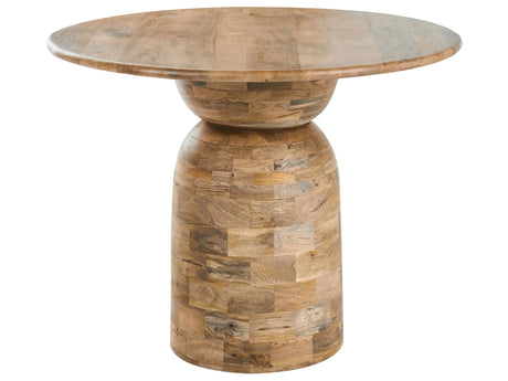Dining Table Light Brown Mango Wood  110 cm Solid Wood Frame and Base Round Modern Design Beliani