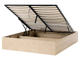 Bed Frame Light Brown MDF EU King Size 5ft3 with Ottoman Storage Minimalist Scandinavian Style Beliani
