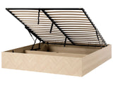 Bed Frame Light Brown MDF EU Super King Size 6ft with Ottoman Storage Minimalist Scandinavian Style Beliani