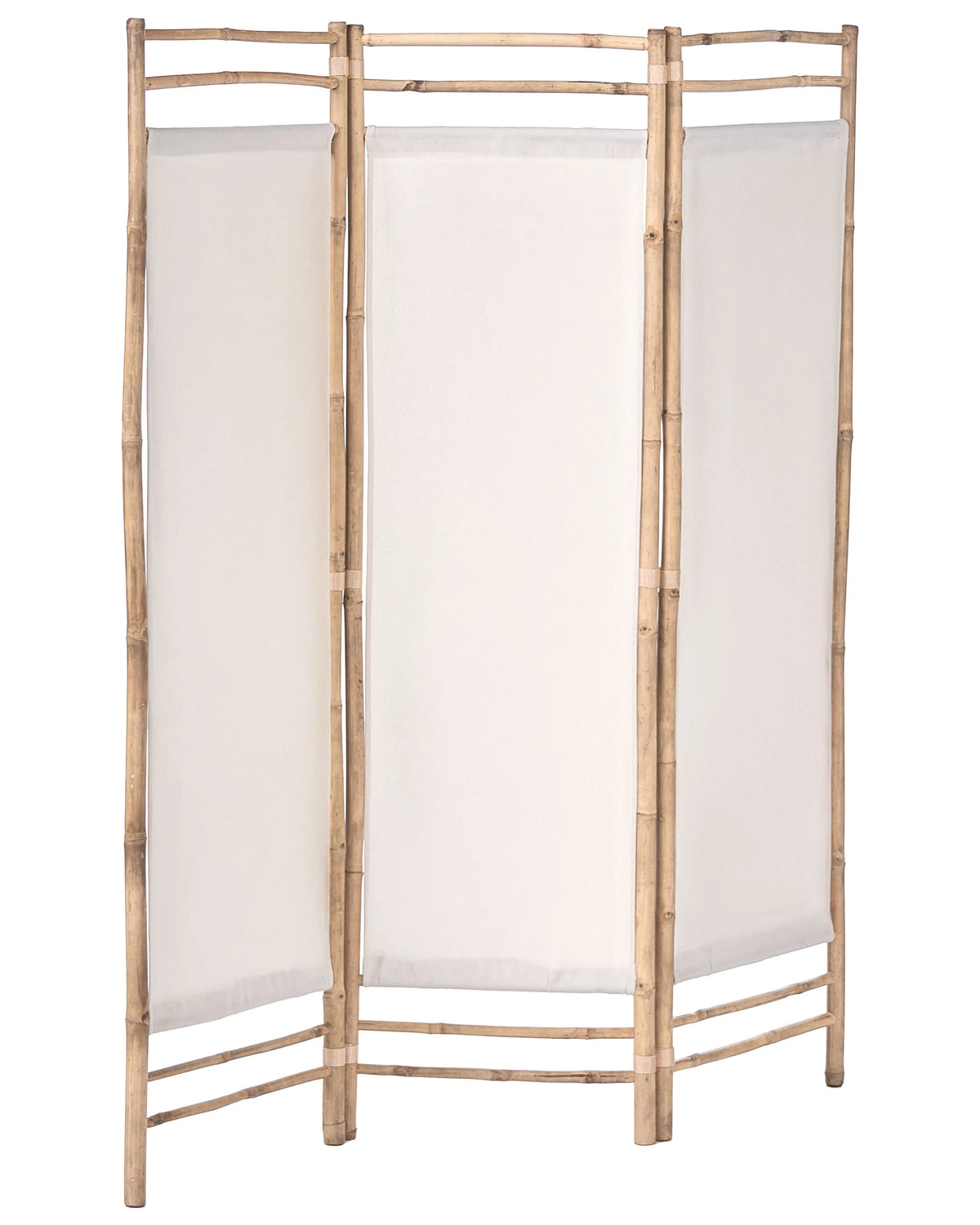 3 Panel Room Divider Light Brown Bamboo 135 x 160 Natural Wood Partition Japandi Organic Screen Bedroom Screen Beliani