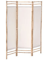 3 Panel Room Divider Light Brown Bamboo 135 x 160 Natural Wood Partition Japandi Organic Screen Bedroom Screen Beliani