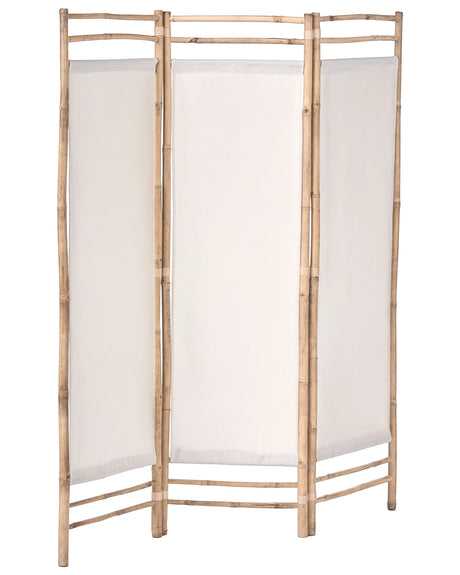 3 Panel Room Divider Light Brown Bamboo 135 x 160 Natural Wood Partition Japandi Organic Screen Bedroom Screen Beliani