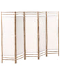 5 Panel Room Divider Light Brown Bamboo 225 x 160  Natural Wood Partition Japandi Organic Screen Bedroom Screen Beliani