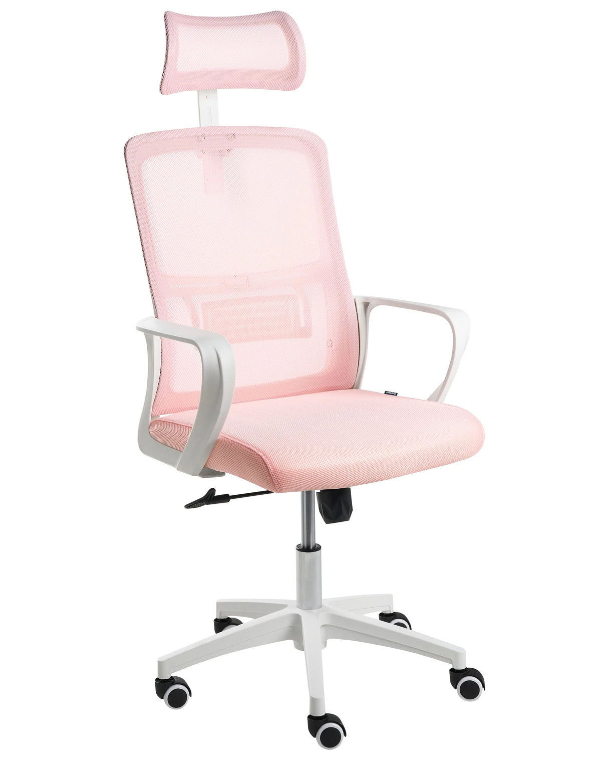 Office Chair Pastel Pink Mesh Swivel Base Adjustable Height Headrest Home Office Beliani