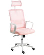 Office Chair Pastel Pink Mesh Swivel Base Adjustable Height Headrest Home Office Beliani