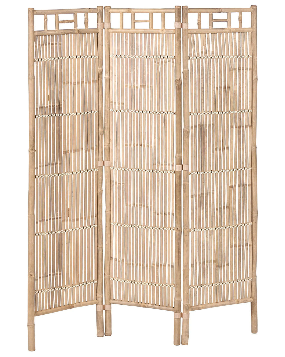 3 Panel Room Divider Light Brown Bamboo Natural Wood Partition  Japandi Organic Screen Bedroom Screen Beliani