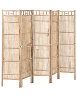 5 Panel Room Divider Light Brown Bamboo 205 x 160  Natural Wood Partition Japandi Organic Screen Bedroom Screen Beliani