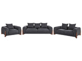 6 Seater Sofa Set Black Fabric Upholstery Wooden Legs with Armrests Loveseat Living Room Modern Style Beliani