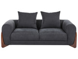 2 Seater Sofa Black Fabric Upholstery Wooden Legs with Armrests Loveseat Living Room Modern Style Beliani
