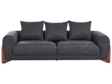 3 Seater Sofa Black Fabric Upholstery Wooden Legs with Armrests Loveseat Living Room Modern Style Beliani