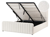 Ottoman Bed White Boucle EU Double Size 4ft6 Tufted Headboard Metal Legs Modern Design Beliani