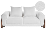 2 Seater Sofa White Boucle Upholstery Wooden Legs with Armrests Loveseat Living Room Modern Style Beliani
