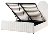Bed Frame White Boucle EU King Size 5ft3 Tufted Headboard Metal Legs Modern Design Beliani