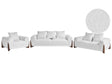 6 Seater Sofa Set White Boucle Upholstery Wooden Legs with Armrests Loveseat Living Room Modern Style Beliani
