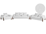 6 Seater Sofa Set White Boucle Upholstery Wooden Legs with Armrests Loveseat Living Room Modern Style Beliani