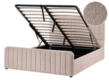 Ottoman Bed Beige Boucle EU Double Size 4ft6 Tufted Headboard Metal Legs Modern Design Beliani