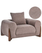 Armchair Brown Boucle Upholstery Wooden Legs with Armrests Living Room Reading Corner Modern Style Beliani