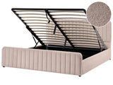 Ottoman Bed Beige Boucle EU Super King Size 6ft Tufted Headboard Metal Legs Modern Design Beliani