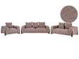 6 Seater Sofa Set Brown Boucle Upholstery Wooden Legs with Armrests Loveseat Living Room Modern Style Beliani