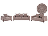 6 Seater Sofa Set Brown Boucle Upholstery Wooden Legs with Armrests Loveseat Living Room Modern Style Beliani