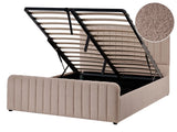 Ottoman Bed Taupe Boucle EU Double Size 4ft6 Tufted Headboard Metal Legs Modern Design Beliani
