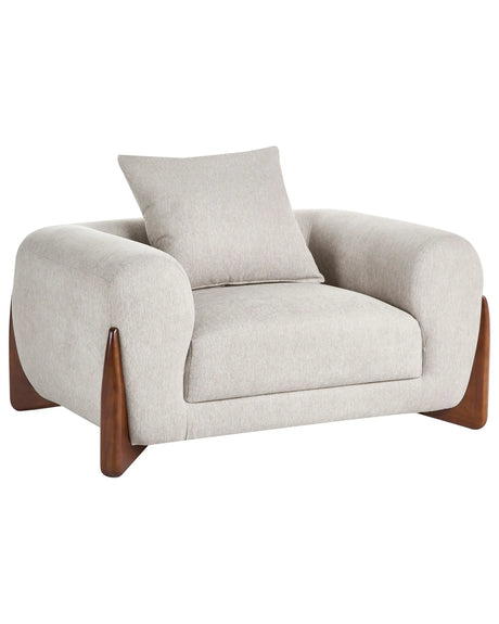 Armchair Taupe Fabric Upholstery Wooden Legs with Armrests Living Room Reading Corner Modern Style Beliani