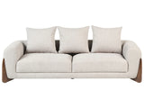 3 Seater Sofa Taupe Fabric Upholstery Wooden Legs with Armrests Loveseat Living Room Modern Style Beliani