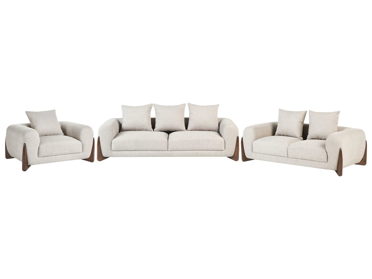 6 Seater Sofa Set Taupe Fabric Upholstery Wooden Legs with Armrests Loveseat Living Room Modern Style Beliani