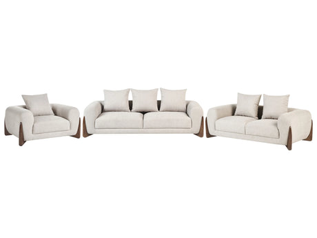 6 Seater Sofa Set Taupe Fabric Upholstery Wooden Legs with Armrests Loveseat Living Room Modern Style Beliani