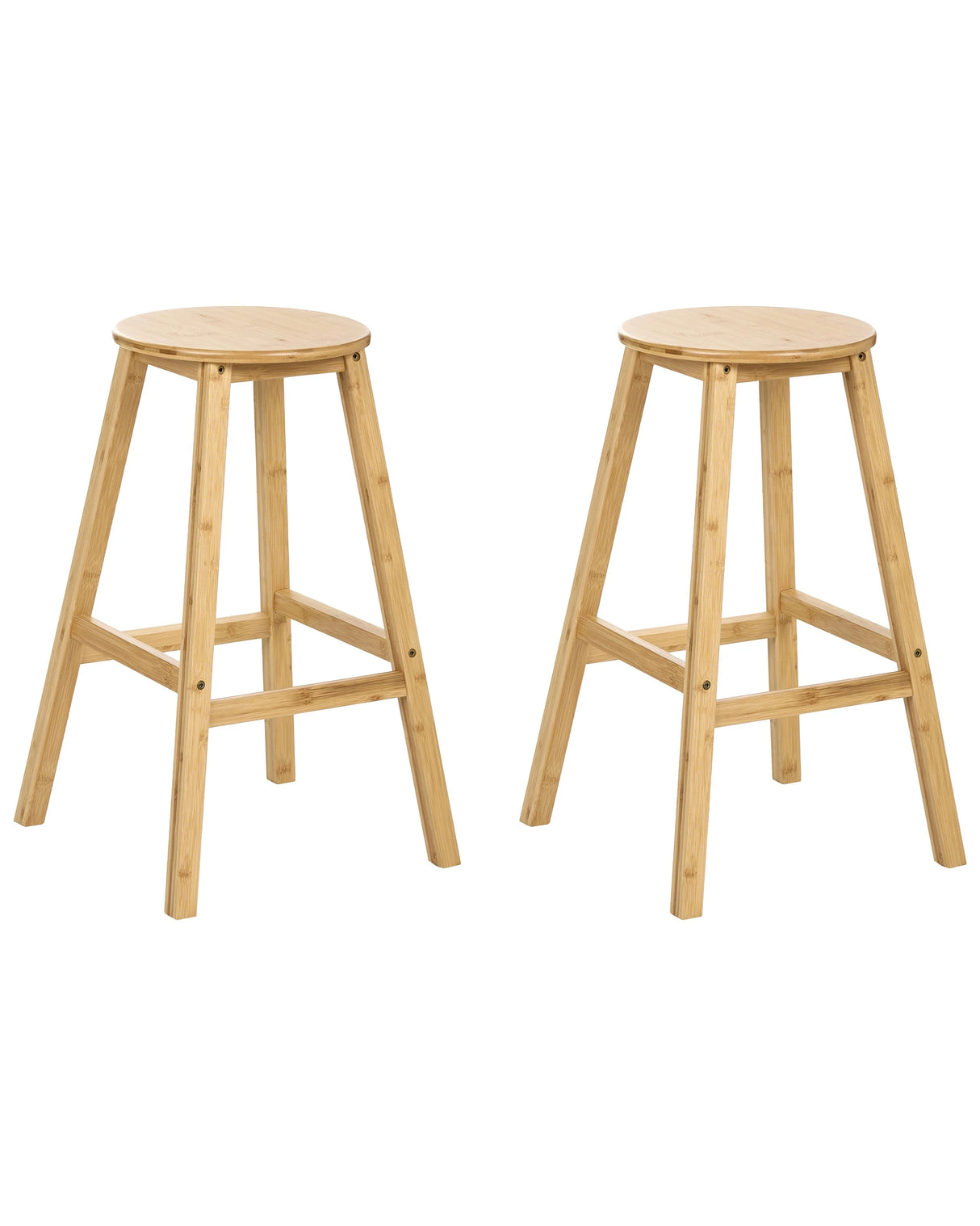 Set of 2 Bar Stools Light Brown Bamboo Wood Classic Style Kitchen Dining Room Beliani