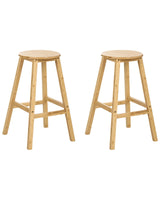 Set of 2 Bar Stools Light Brown Bamboo Wood Classic Style Kitchen Dining Room Beliani