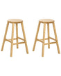 Set of 2 Bar Stools Light Brown Bamboo Wood Classic Style Kitchen Dining Room Beliani