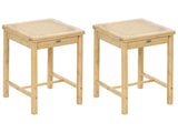 Set of 2 Stools Light Brown Bamboo Wood PE Rattan Woven Seat Boho Style Kitchen Dining Room Beliani