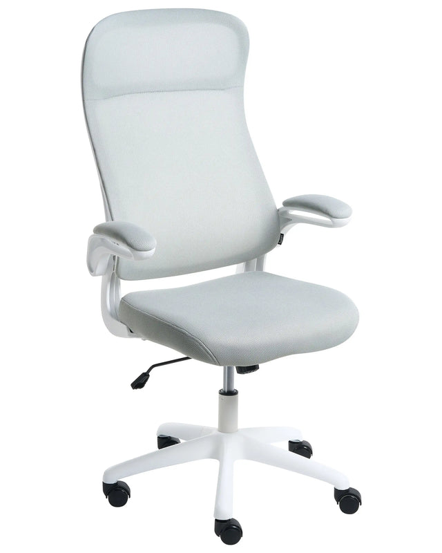 Office Chair Light Grey Fabric Upholstery Swivel Desk Computer Adjustable Seat Reclining Backrest Beliani
