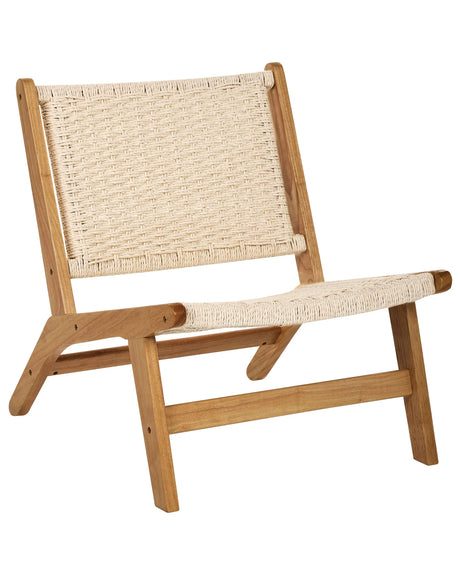 Armchair Brown Rubberwood Paper Rope Woven Seat Boho Style Dining Room Beliani